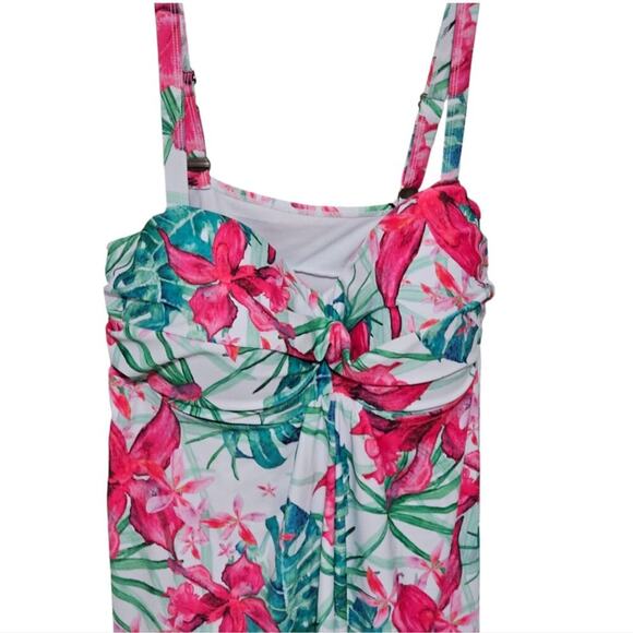 Nicole Miller‎ Floral Twisted Bandeau Swim Dress Suit Plus Size 2X 3X New - Picture 5 of 10